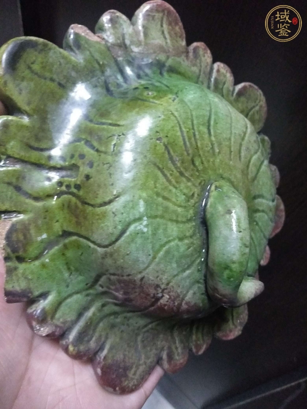 古玩陶瓷綠釉荷葉蓋真品鑒賞圖