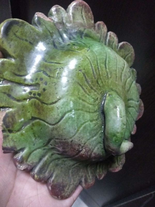 古玩陶瓷明代綠釉荷葉蓋拍賣(mài)，當(dāng)前價(jià)格298元