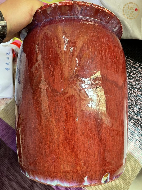 古玩陶瓷窯變紅釉罐真品鑒賞圖