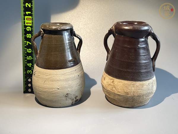 古玩陶瓷醬釉雙耳瓶真品鑒賞圖