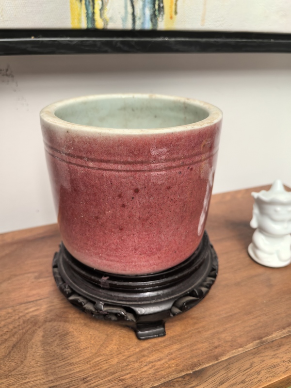 古玩陶瓷清晚期郎紅釉桶式香爐拍賣，當(dāng)前價(jià)格1600元