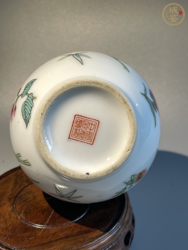 古玩陶瓷粉彩四時錦繡天球瓶真品鑒賞圖
