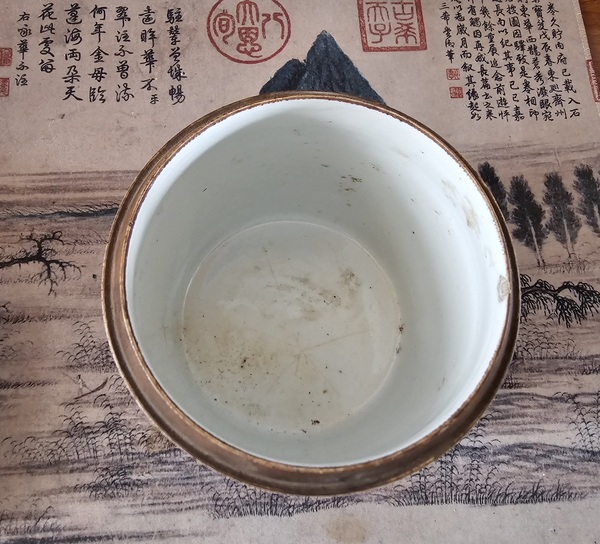 古玩陶瓷清中晚?青花山水紋蓋缸（精品）拍賣，當前價格1880元