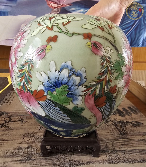 古玩鳳凰牡丹紋粉彩罐真品鑒賞圖