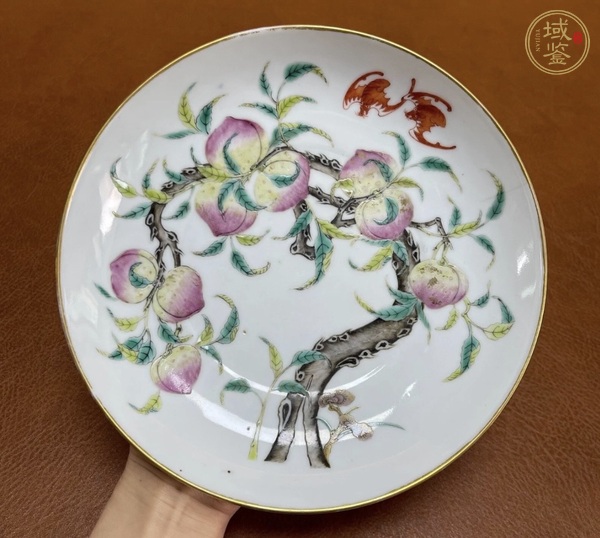 古玩粉彩九桃盤真品鑒賞圖