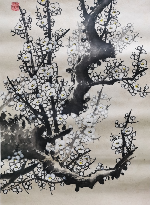 古玩字畫中國書畫研究院高級院士北京美協(xié)會員秦志華報春圖拍賣，當(dāng)前價格699元