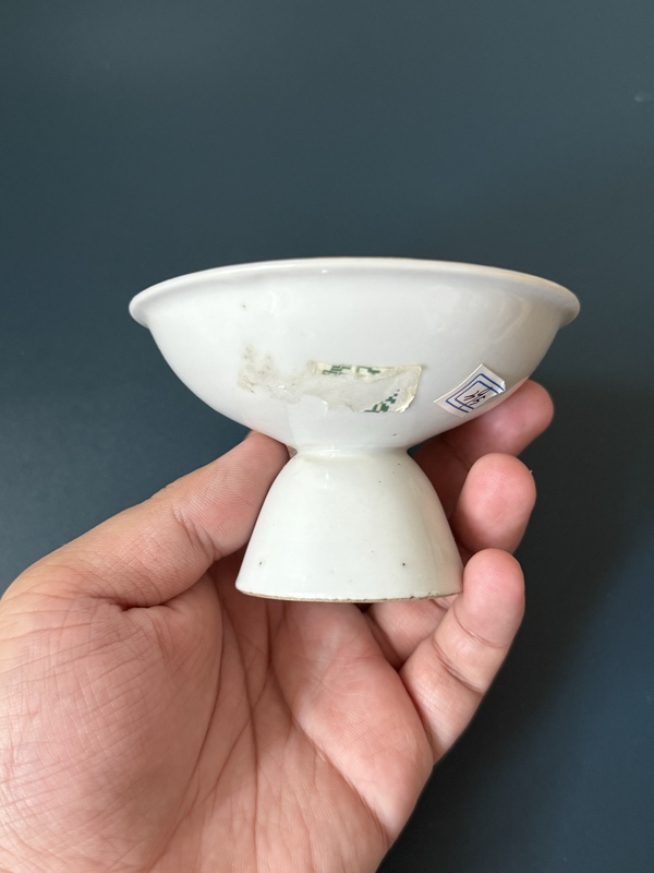 古玩陶瓷晚清民國·百花不落地粉彩高足盤拍賣，當前價格1200元