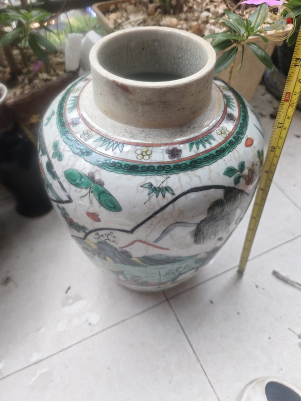 古玩晚清哥釉五彩罐真品鑒賞圖