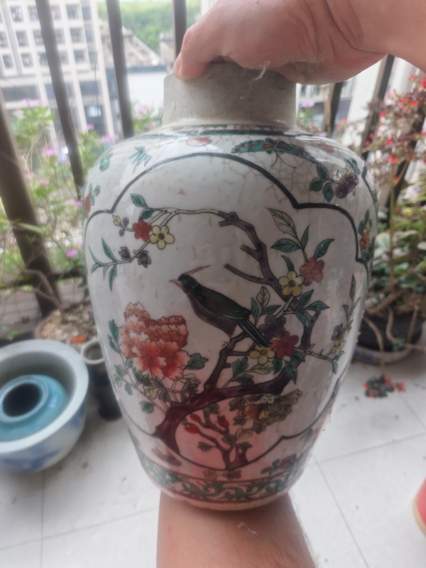 古玩陶瓷晚清哥釉五彩罐拍賣，當(dāng)前價(jià)格4800元
