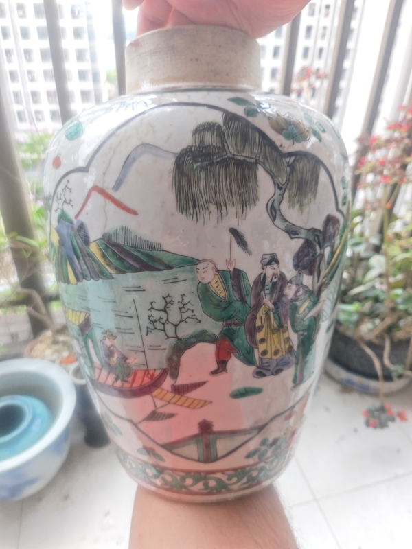 古玩陶瓷晚清哥釉五彩罐拍賣，當(dāng)前價(jià)格4800元