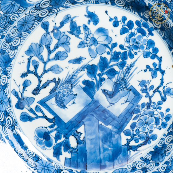 古玩陶瓷青花花鳥紋盤真品鑒賞圖