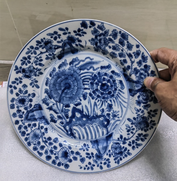 古玩陶瓷青花花卉紋折沿盤拍賣，當(dāng)前價格2680元