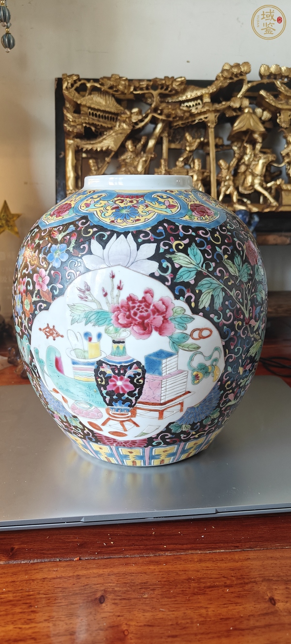 古玩陶瓷粉彩博古圖罐真品鑒賞圖