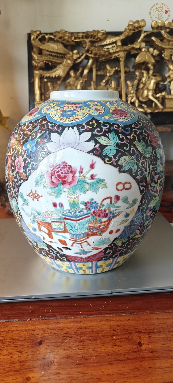 古玩陶瓷粉彩博古圖罐真品鑒賞圖