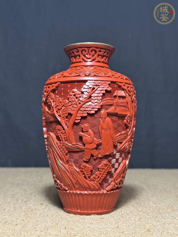 古玩銅胎剔紅花瓶真品鑒賞圖