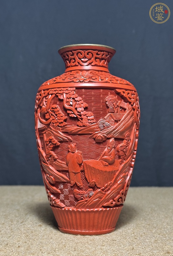 古玩陶瓷銅胎剔紅花瓶真品鑒賞圖