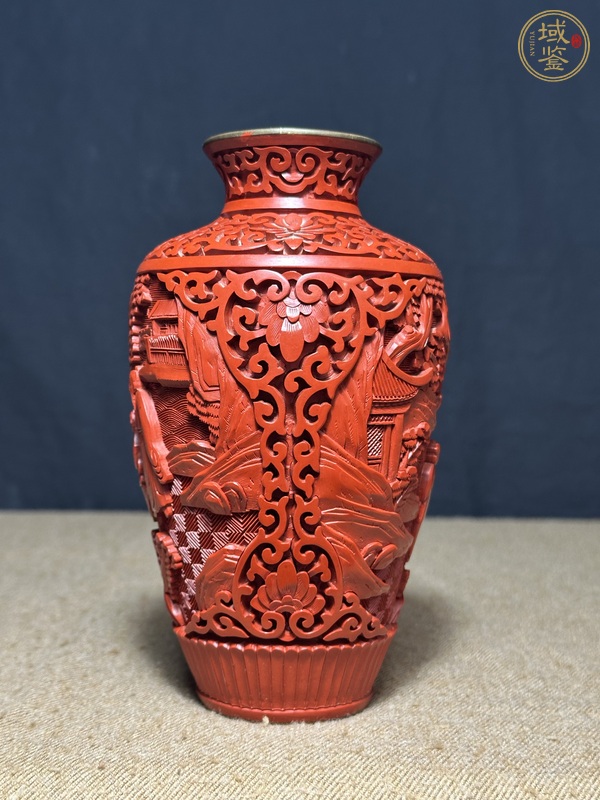 古玩陶瓷銅胎剔紅花瓶真品鑒賞圖