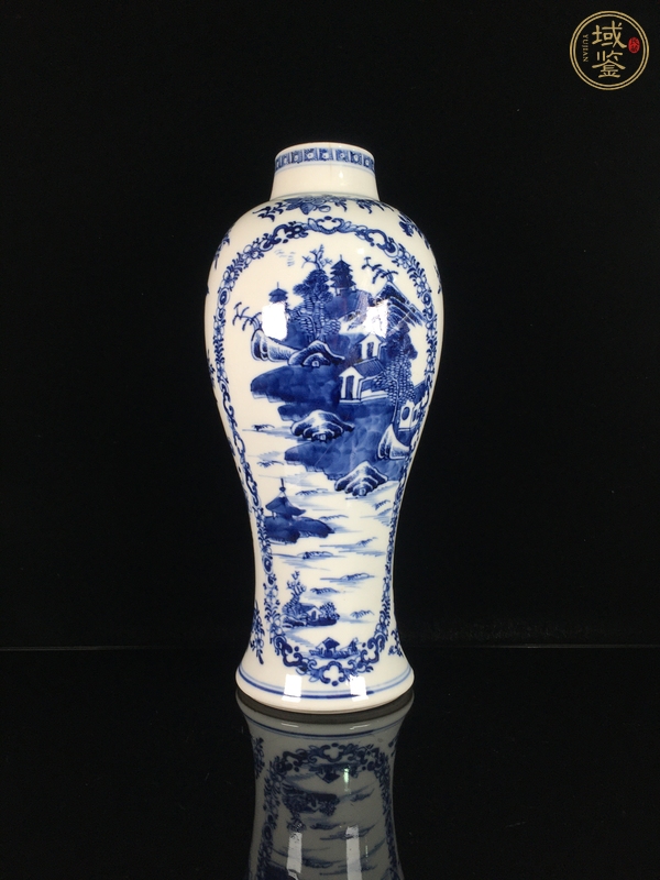 古玩陶瓷青花山水人物紋雞腿瓶真品鑒賞圖