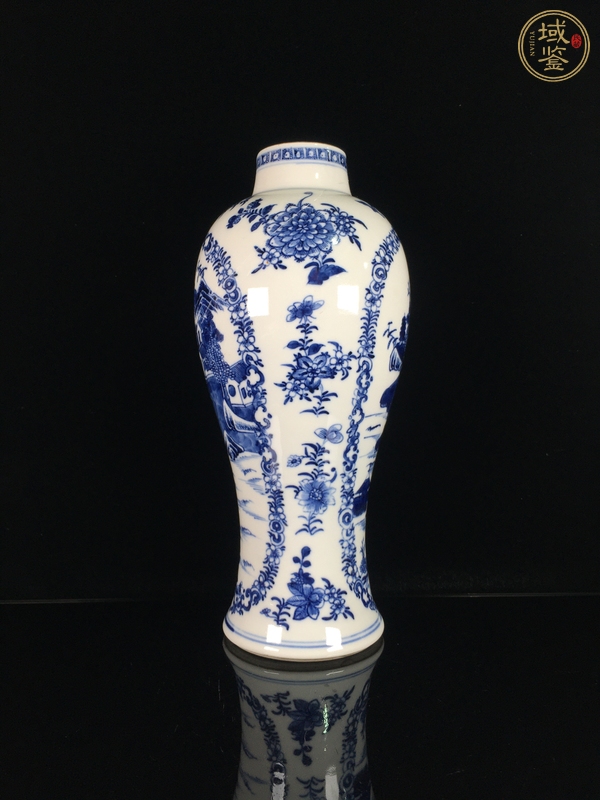 古玩陶瓷青花山水人物紋雞腿瓶真品鑒賞圖