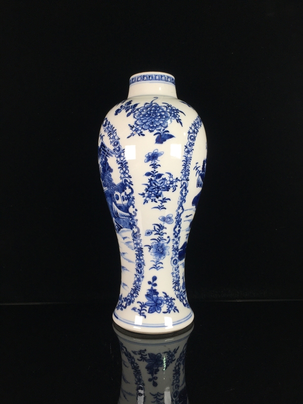 古玩陶瓷乾隆青花山水人物紋雞腿瓶拍賣，當前價格1188元