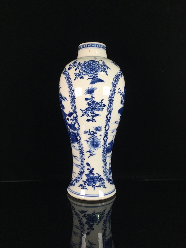 古玩陶瓷乾隆青花山水人物紋雞腿瓶拍賣,當前價格1188元