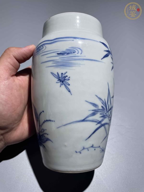古玩陶瓷青花花卉紋蓮字罐真品鑒賞圖