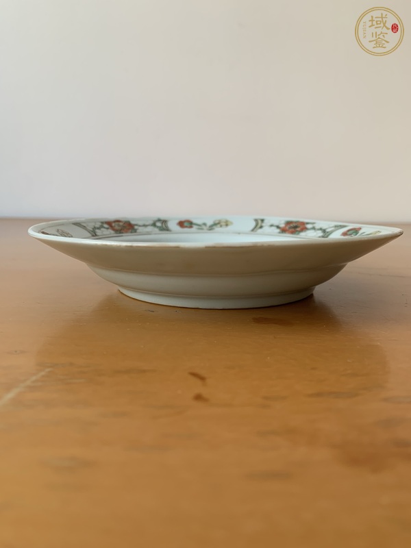 古玩花間壽字紋五彩盤真品鑒賞圖