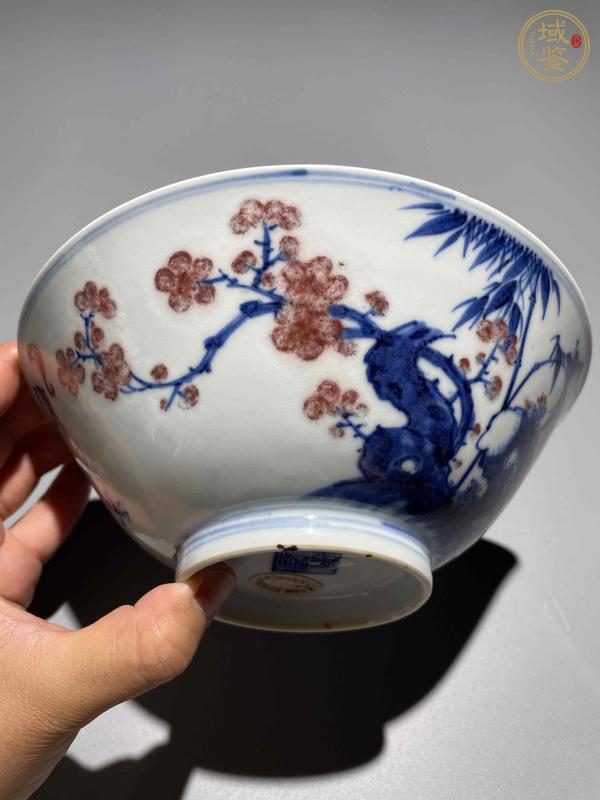 古玩陶瓷青花花卉詩(shī)文碗真品鑒賞圖