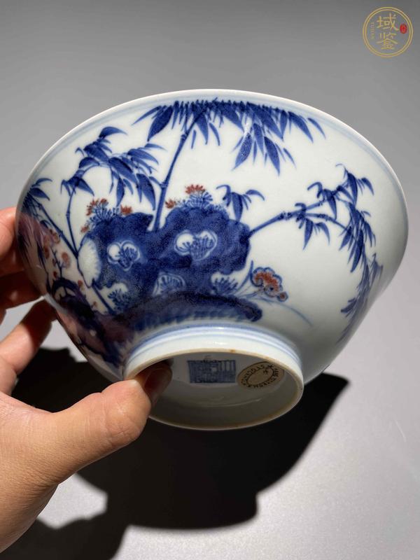 古玩陶瓷青花花卉詩(shī)文碗真品鑒賞圖