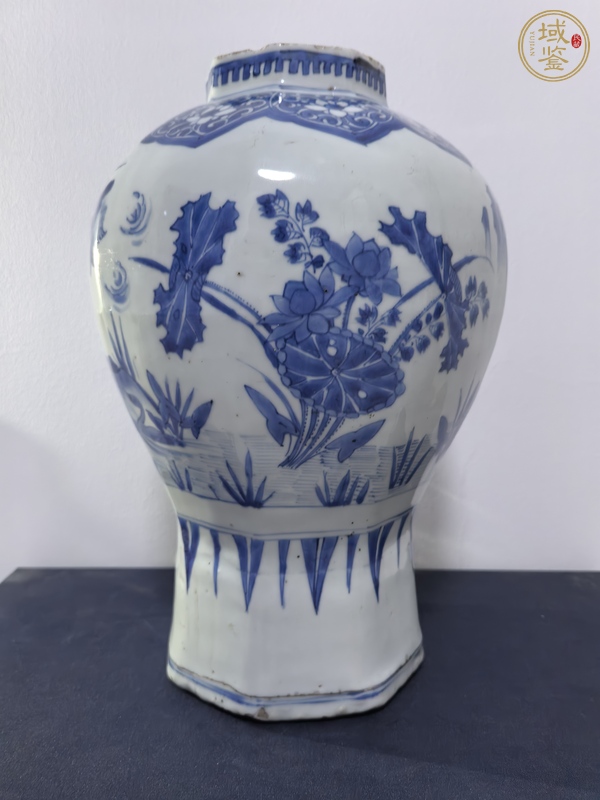 古玩陶瓷青花花鳥紋八方罐真品鑒賞圖