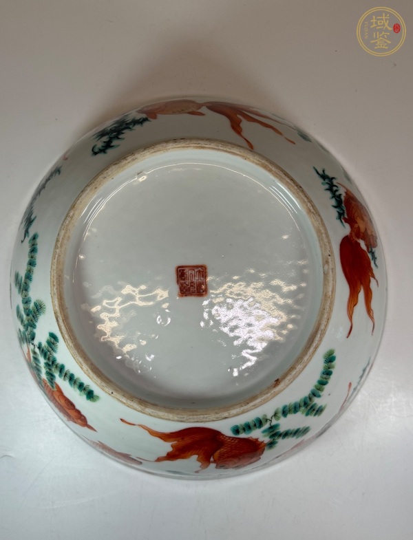 古玩陶瓷清同治 粉彩魚藻紋大碗真品鑒賞圖