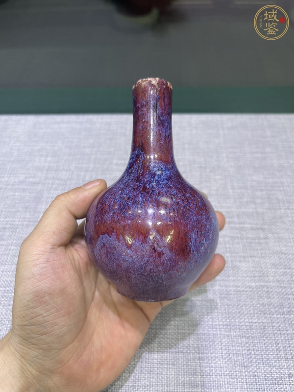 古玩陶瓷鈞紅窯變釉天球瓶真品鑒賞圖