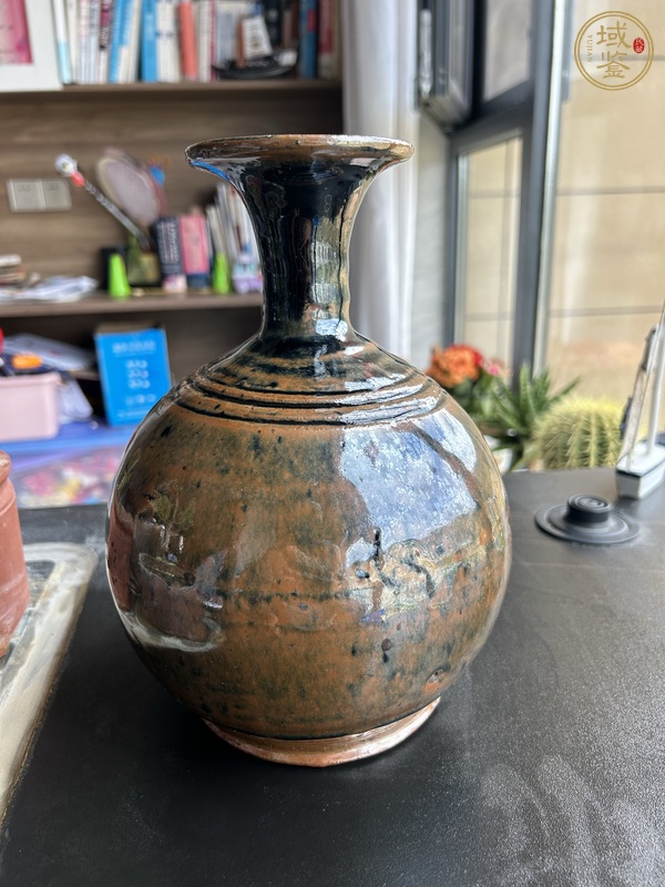 古玩陶瓷磁州窯兔毫釉弦紋玉壺春瓶真品鑒賞圖