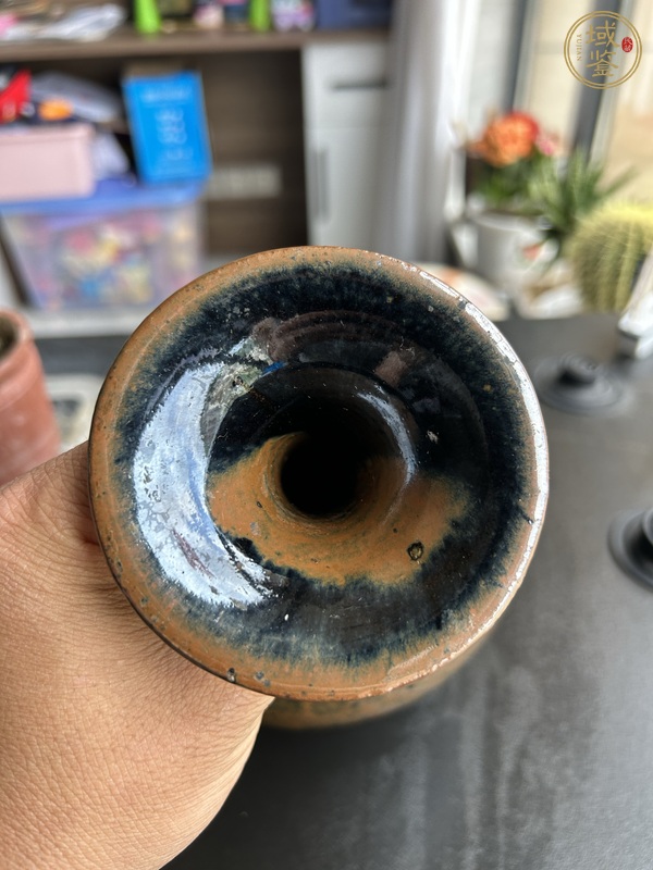 古玩陶瓷磁州窯兔毫釉弦紋玉壺春瓶真品鑒賞圖