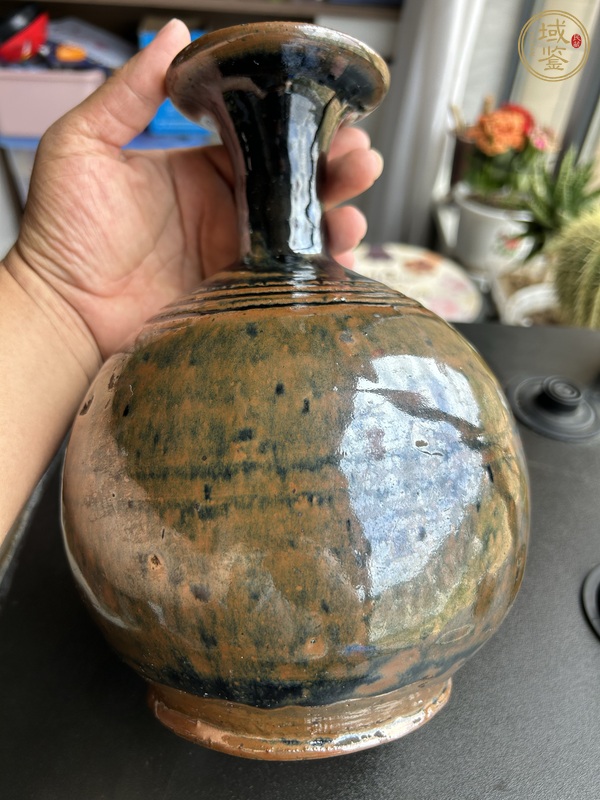 古玩陶瓷磁州窯兔毫釉弦紋玉壺春瓶真品鑒賞圖