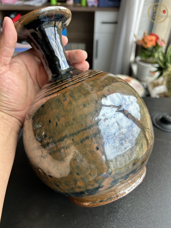 古玩陶瓷磁州窯兔毫釉弦紋玉壺春瓶真品鑒賞圖