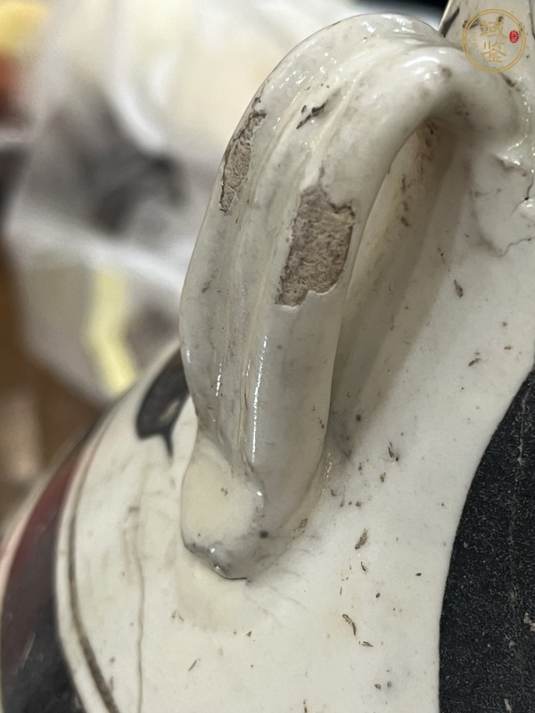 古玩陶瓷磁州窯白地黑花雙耳瓶真品鑒賞圖