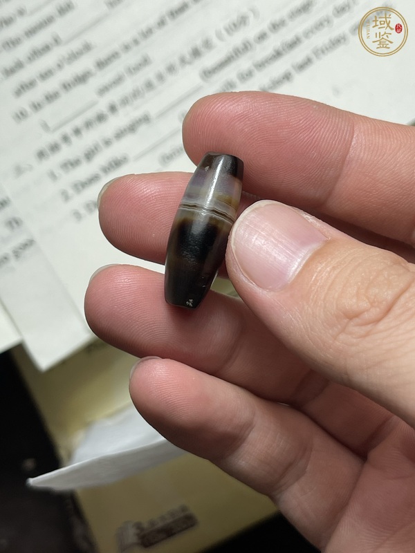 古玩玉器天然纏絲瑪瑙珠真品鑒賞圖