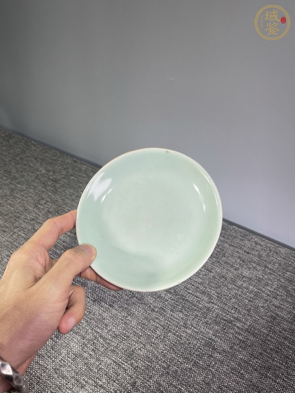 古玩陶瓷豆青釉盤，少見款真品鑒賞圖