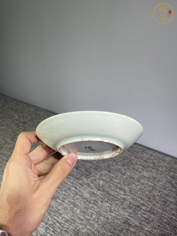 古玩陶瓷豆青釉盤，少見款真品鑒賞圖