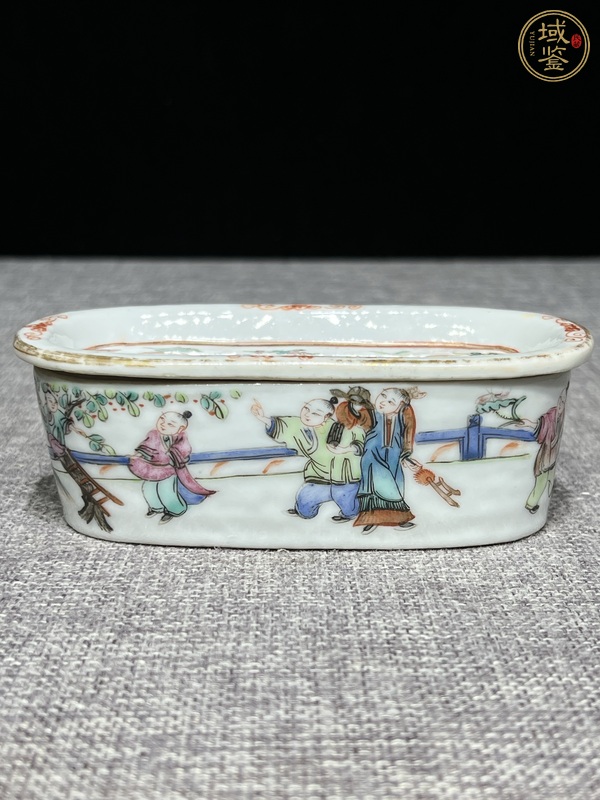 古玩陶瓷同治細(xì)路粉彩刨花盒真品鑒賞圖