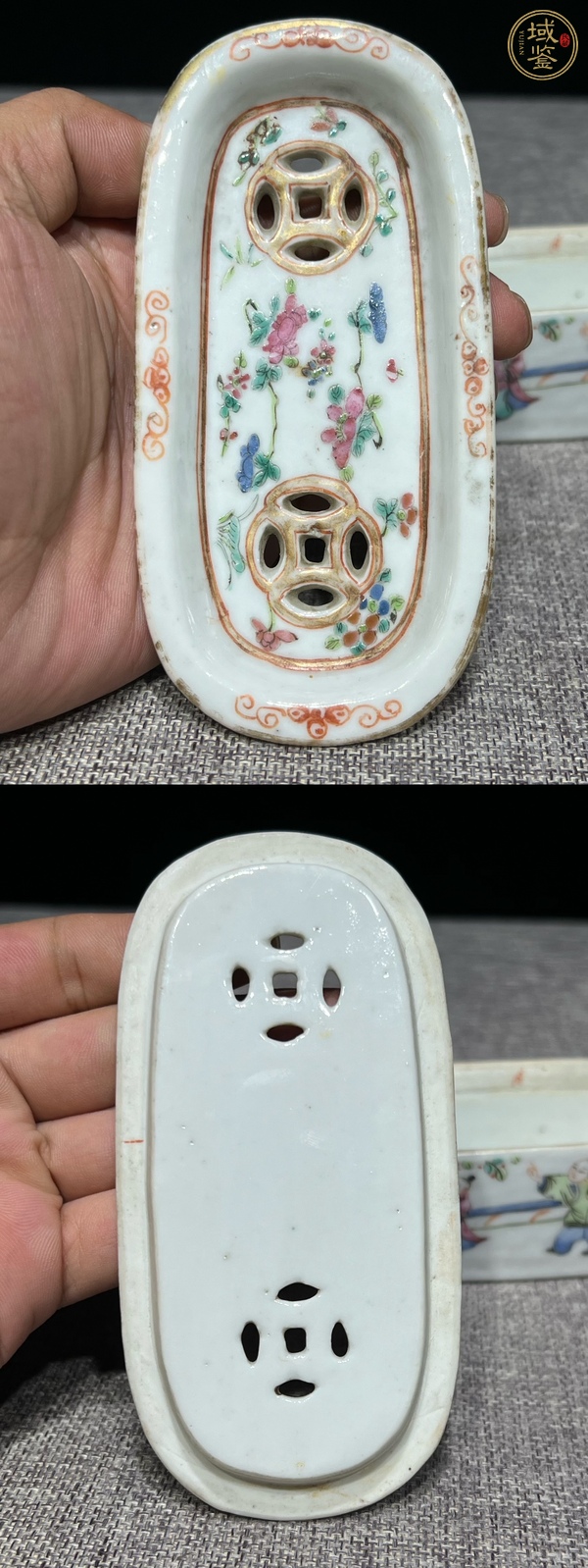 古玩陶瓷同治細(xì)路粉彩刨花盒真品鑒賞圖
