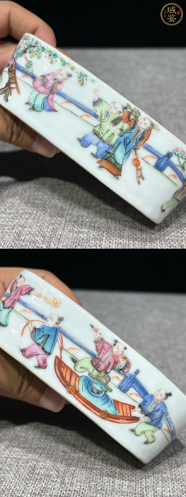 古玩陶瓷同治細(xì)路粉彩刨花盒真品鑒賞圖