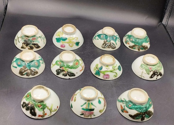 古玩陶瓷粉彩花蝶紋杯一組拍賣(mài)，當(dāng)前價(jià)格888元