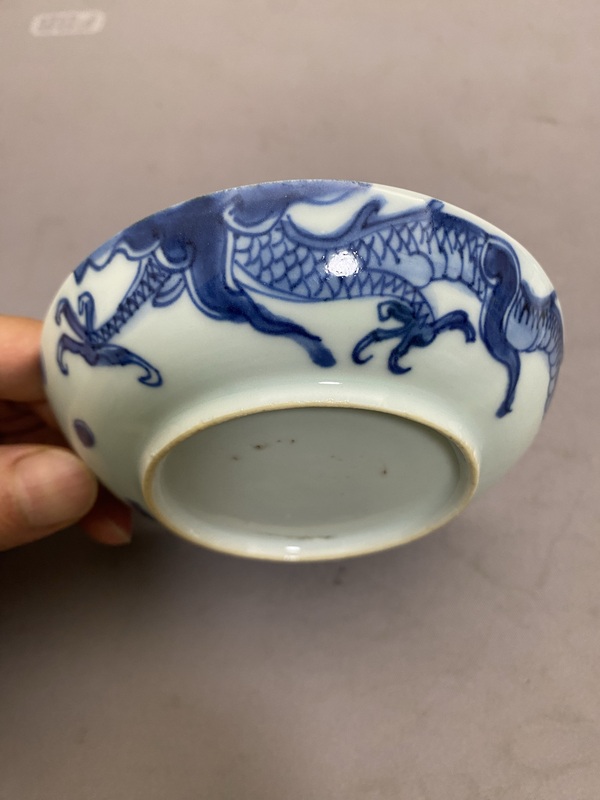 古玩陶瓷青花過墻龍紋盤拍賣,當前價格5660元