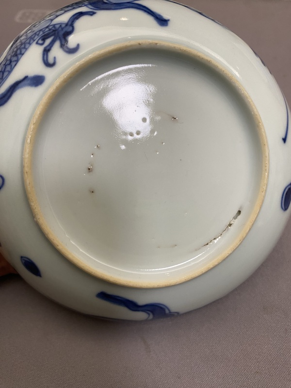 古玩陶瓷青花過墻龍紋盤拍賣，當前價格5660元