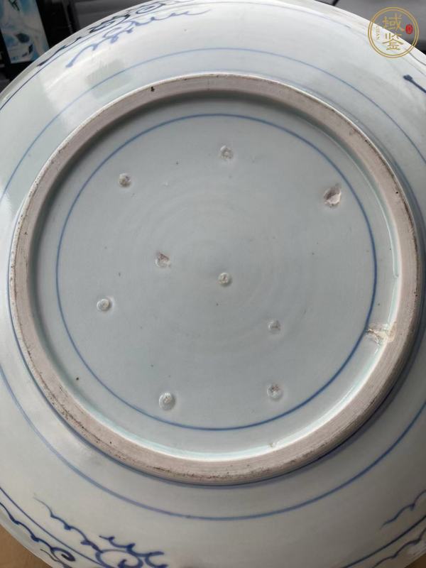 古玩陶瓷山水紋青花盤真品鑒賞圖
