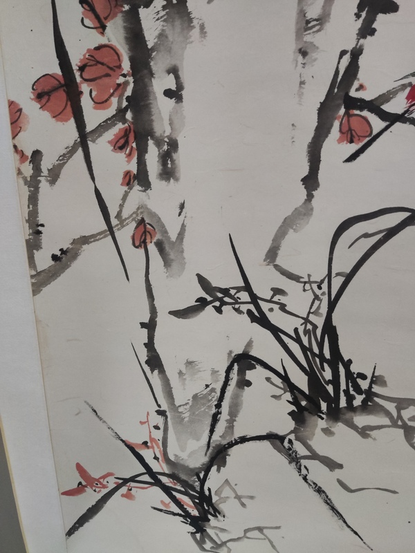 古玩字畫手工精裱洪厚甜,余有志,李復(fù)翔合作蘭石圖拍賣，當(dāng)前價(jià)格388元