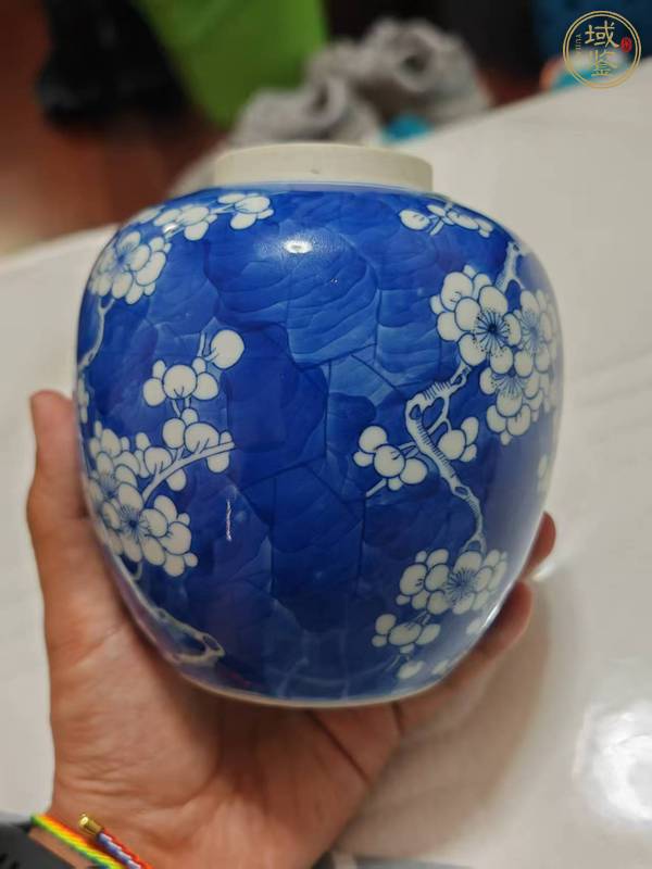 古玩陶瓷青花留白冰梅紋罐真品鑒賞圖