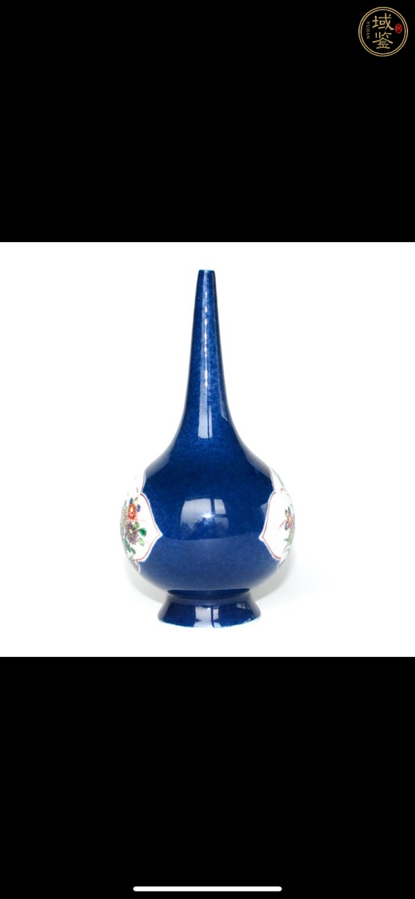 古玩陶瓷灑藍開光五彩花卉紋香水瓶，模糊，偏老真品鑒賞圖